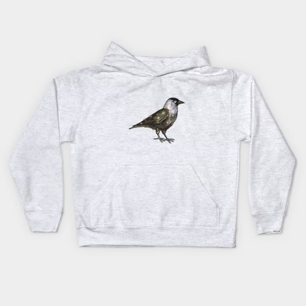 Western jackdaw Kids Hoodie by Bwiselizzy